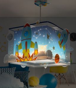 ROCKET Childrens Pendant Lamp 1xE27 Blue