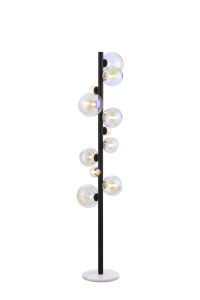 Monza Floor Lamp, 11 x G9, Satin Black, Iridescent Plated Glass