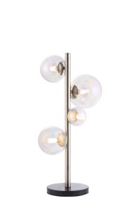 Monza Table Lamp, 4 x G9, Satin Nickel, Iridescent Plated Glass