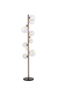 Monza Floor Lamp, 11 x G9, Satin Nickel, Iridescent Plated Glass