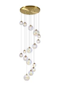 Monza 60cm Pendant, 16 x G9, Satin Gold, Iridescent Plated Glass