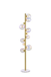 Monza Floor Lamp, 11 x G9, Satin Gold, Iridescent Plated Glass