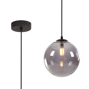 Monza 18cm Single Pendant, 1 x G9, Satin Black/Smoke Plated