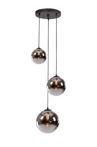Monza 31cm Round Pendant, 3 x G9, Satin Black/Chrome Plated