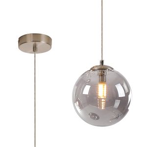 Monza 18cm Single Pendant, 1 x G9, Satin Nickel/Smoke Plated