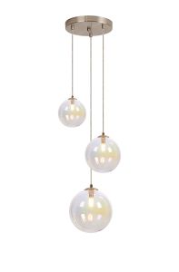 Monza 31cm Round Pendant, 3 x G9, Satin Nickel/Iridescent Plated