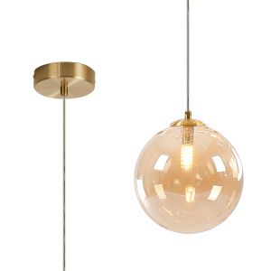 Monza 18cm Single Pendant, 1 x G9, Satin Gold/Amber Plated