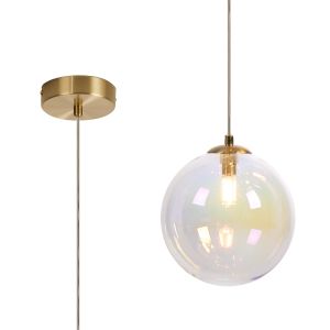 Monza 18cm Single Pendant, 1 x G9, Satin Gold/Iridescent Plated