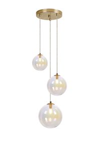 Monza 31cm Round Pendant, 3 x G9, Satin Gold/Iridescent Plated