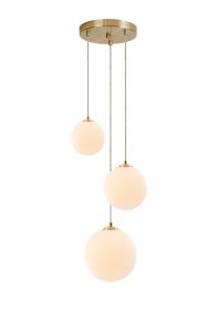 Monza 31cm Round Pendant, 3 x G9, Satin Gold/Opal