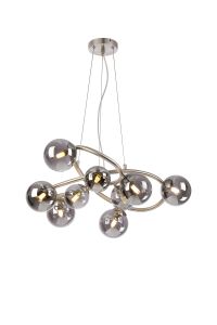 Monza 70cm Twisted Pendant, 9 x G9, Satin Nickel, Smoke Plated Glass