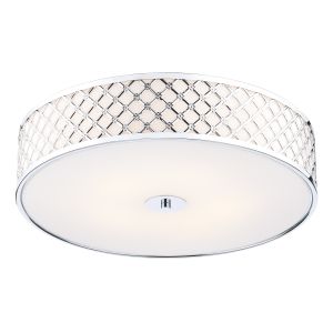 Civic 5 Light E14 Polished Chrome Flush Ceiling Fitting With Frosted Glass Inner Shade