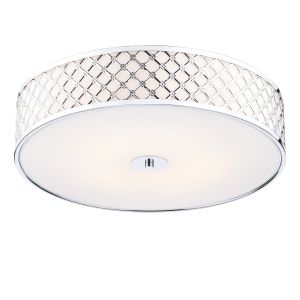 Civic 2 Light E14 Polished Chrome Flush Ceiling Fitting With Frosted Glass Inner Shade