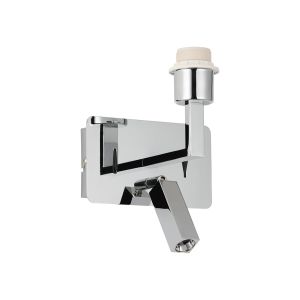 Clara Wall + Reading Light with USB-C + USB-A Socket, 1 x E27 + 3W LED, 3000K, 270lm, Individually Switched, Polished Chrome, 3yrs Warranty
