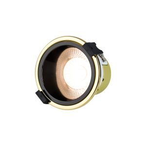 Mila, 5/8W, Triac Dimmable 4CCT LED Fire Rated Downlight, Black Chrome Inner & Gold Trim, Cut Out: 70mm, 800lm 60° Deg, IP65, 5yrs Warranty
