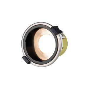 Mila, 5/8W, Triac Dimmable 4CCT LED Fire Rated Downlight, Black Chrome Inner & Satin Nickel Trim, Cut Out: 70mm, 800lm, IP65, 5yrs Warranty