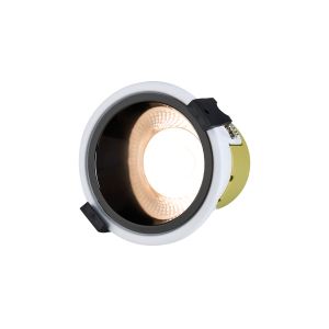 Mila, 5/8W, Triac Dimmable 4CCT LED Fire Rated Downlight, Black Chrome Inner & White Trim, Cut Out: 70mm, 800lm 60° Deg IP65, 5yrs Warranty