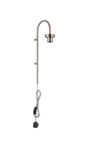 Zenth 50cm Satin Nickel Curved 1 Light E27 Switched/Touch Dimmer Wall Light With Plug (FRAME ONLY)