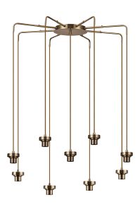 Zenth Antique Brass 9 Light E27 Round Multiple Spider Pendant Extendable Diameter (FRAME ONLY) (MAX 2.5KG SHADE)