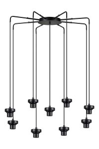 Zenth Satin Black 9 Light E27 Round Multiple Spider Pendant Extendable Diameter (FRAME ONLY) (MAX 2.5KG SHADE)