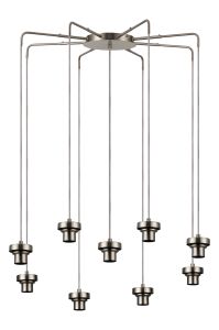 Zenth Satin Nickel 9 Light E27 Round Multiple Spider Pendant Extendable Diameter (FRAME ONLY) (MAX 2.5KG SHADE)