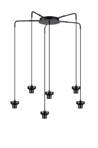 Zenth Satin Black 6 Light E27 Round Multiple Spider Pendant Extendable Diameter (FRAME ONLY) (MAX 2.5KG SHADE)