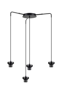 Zenth Satin Black 4 Light E27 Round Multiple Spider Pendant Extendable Diameter (FRAME ONLY) (MAX 2.5KG SHADE)