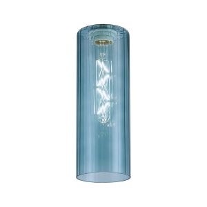 Zenth 10x28cm Petrol Blue Ribbed Slim Tube Glass (AD), Shade