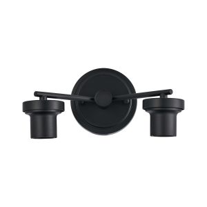 Zenth Satin Black 2 Light E27 Round Plate Wall Light (FRAME ONLY)
