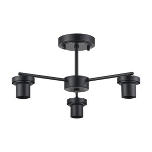 Zenth 44cm Satin Black 3 Light Downward Semi Ceiling (FRAME ONLY)
