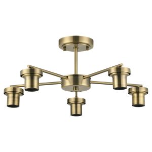 Zenth 51cm Antique Brass 5 Light Downward Semi Ceiling (FRAME ONLY)