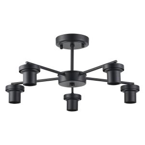 Zenth 51cm Satin Black 5 Light Downward Semi Ceiling (FRAME ONLY)