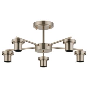 Zenth 51cm Satin Nickel 5 Light Downward Semi Ceiling (FRAME ONLY)