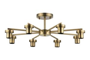 Zenth 66cm Antique Brass 8 Light Downward Semi Ceiling (FRAME ONLY)