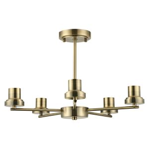 Zenth 52cm Antique Brass 5 Light Upward Semi Ceiling (FRAME ONLY)