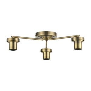 Zenth Antique Brass 3 Light Flush Ceiling (FRAME ONLY)