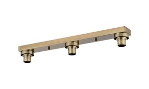 Zenth Antique Brass 3 Light E27 Linear Flush Ceiling (FRAME ONLY)