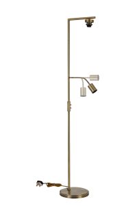 Zenth Antique Brass 1 Light E27 + Reading 1 Light GU10, 155cm Downward Floor Lamp Without Shade,