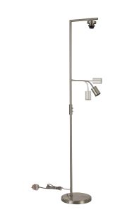 Zenth Satin Nickel 1 Light E27 + Reading 1 Light GU10, 155cm Downward Floor Lamp Without Shade,