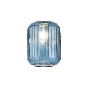 Zenth 20x25.5cm Petrol Blue Ribbed Cylinder Glass (P), Shade