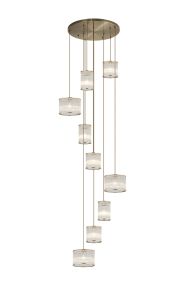 SPECIAL ITEM*** Zenth Round Multiple Pendant, 9 Light E27, Antique Brass/French Gold/Clear Glass Rods Shade Item Weight: 22kg