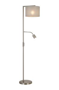 Zenth Floor Lamp, 1 Light E27, Satin Nickel/Cement 30x20cm Linen Shade