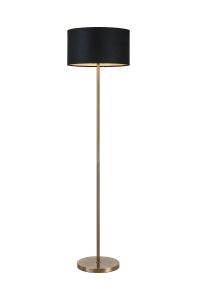 Zenth Floor Lamp, 1 Light E27, Antique Brass/Black/Prosecco 40x22cm Velvet Shade