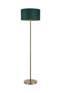 Zenth Floor Lamp, 1 Light E27, Antique Brass/Forest Green 40x22cm Velvet Shade