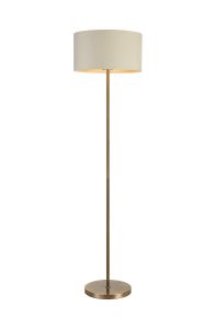 Zenth Floor Lamp, 1 Light E27, Antique Brass/Ivory/Champagne 40x22cm Velvet Shade