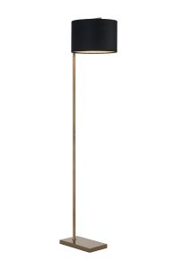 Zenth Floor Lamp, 1 Light E27, Antique Brass/Black/Prosecco 30x20cm Velvet Shade