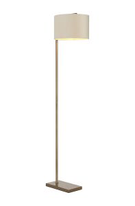 Zenth Floor Lamp, 1 Light E27, Antique Brass/Ivory/Champagne 30x20cm Velvet Shade