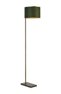 Zenth Floor Lamp, 1 Light E27, Antique Brass/Moss Green/Gold 30x20cm Velvet Shade
