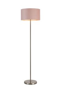 Zenth Floor Lamp, 1 Light E27, Satin Nickel/Blush Pink/Prosecco 40x22cm Velvet Shade