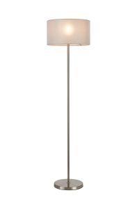 Zenth Floor Lamp, 1 Light E27, Satin Nickel/Cement 40x22cm Linen Shade